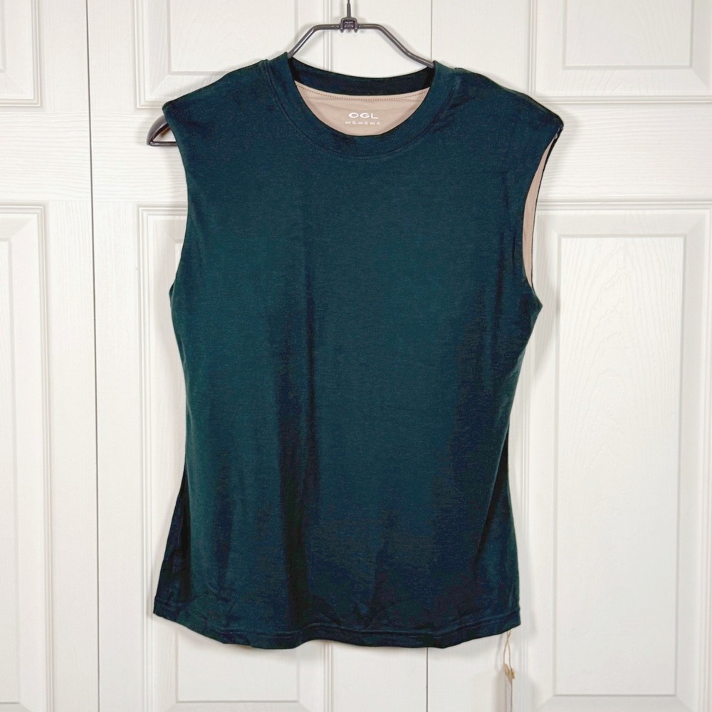 OGL Move Womens XL Forest Green Tencel Cashmere Built-in Bra Muscle Tank Top